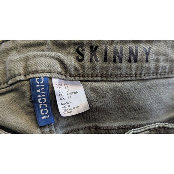 H&M Divided Men's Skinny Fit Gray Denim Pants Size 34 (34x32) (725m) - Picture 3 of 3